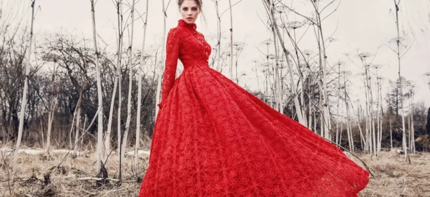 Фасон красного свадебного платья