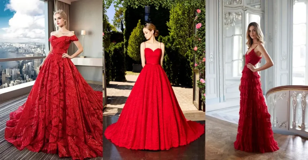 Красное свадебное платье: фото, приметы и сочетания
